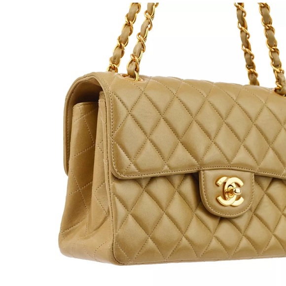 CHANEL BAG DOUBLE FLAPS BEIGE CHAIN QUILTED 💝 - Picture 2 of 9